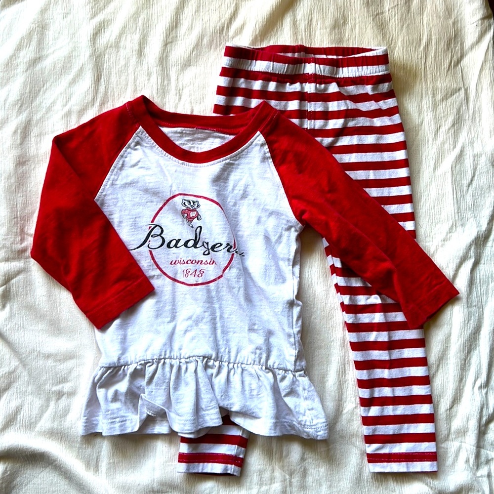 UW Badgers | Wes & Willy | Girls Infant | Long Sleeve T-Shirt & Leggings Set